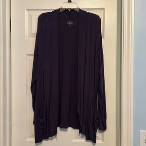 LOGO draped style long sleeved cardigan with pockets blackberry color size XL